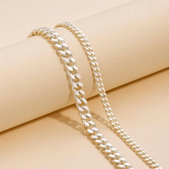 Layered Cuban Chain-SL Beaded Link Waterproof Adjustable Anklet for Women - Picture 6 of 8